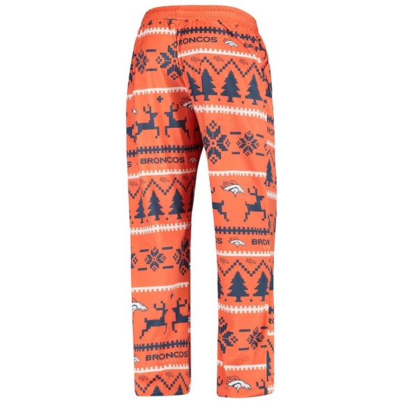 NFL Licensed Men's Orange Denver Broncos Wordmark Ugly Pajama Set Size Medium - Picture 5 of 10